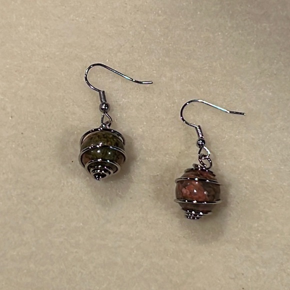 22136 Unakite Jasper Earrings - Picture 1 of 4